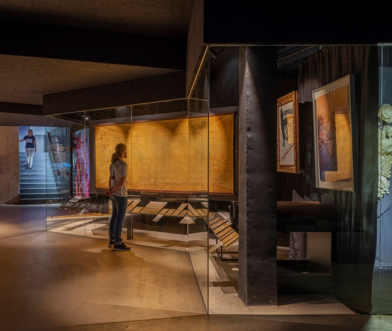 A display case with mining concessions.