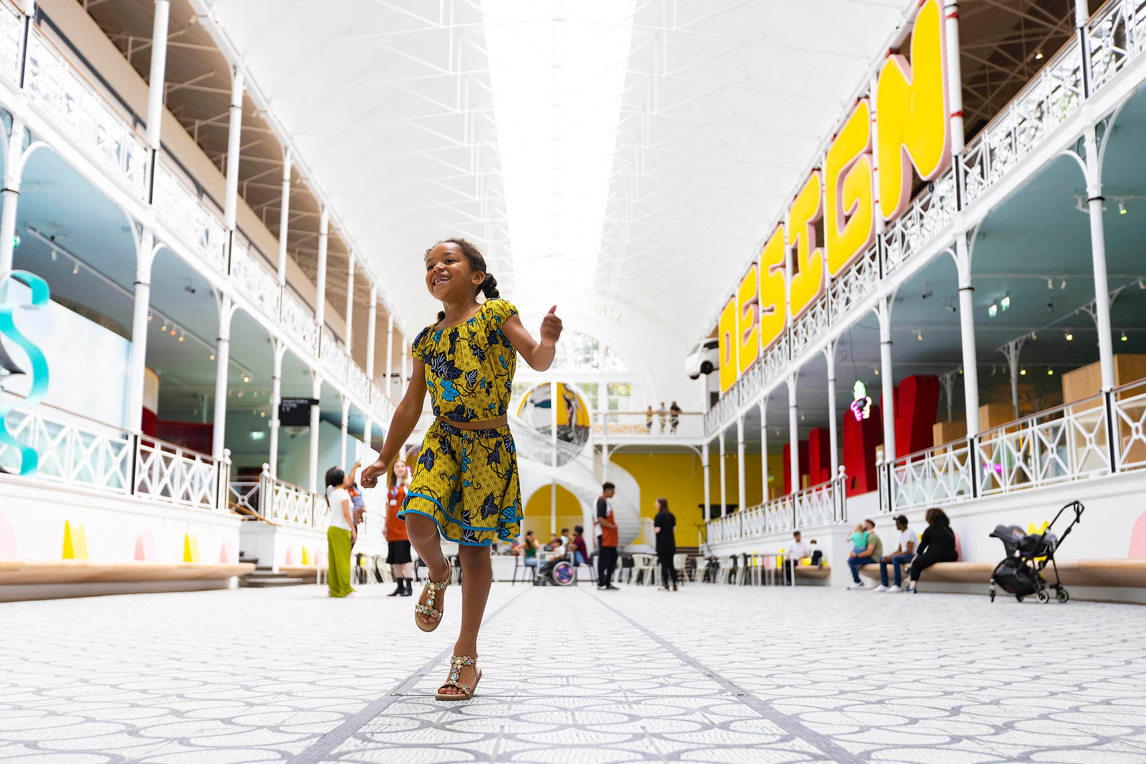 A young visitor in Young V&A’s central atrium.